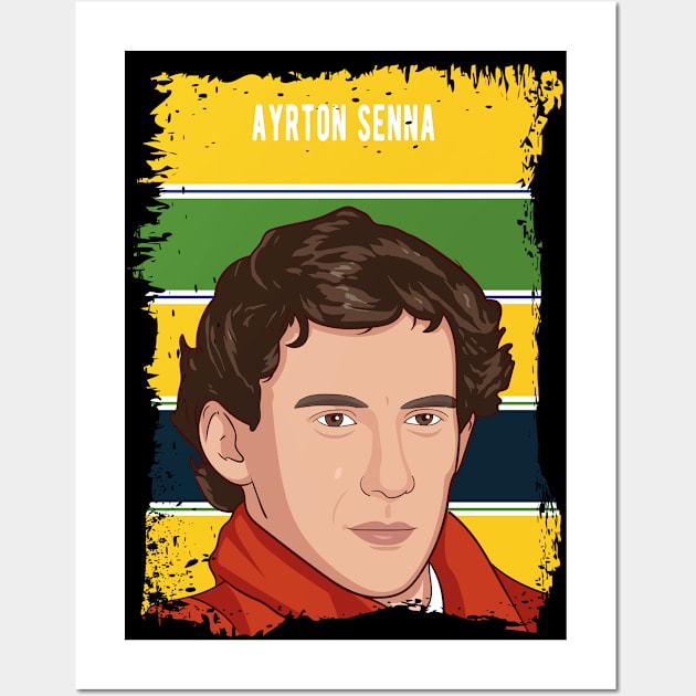 Ayrton Senna Illustration Tribute Wall Art by Mandra